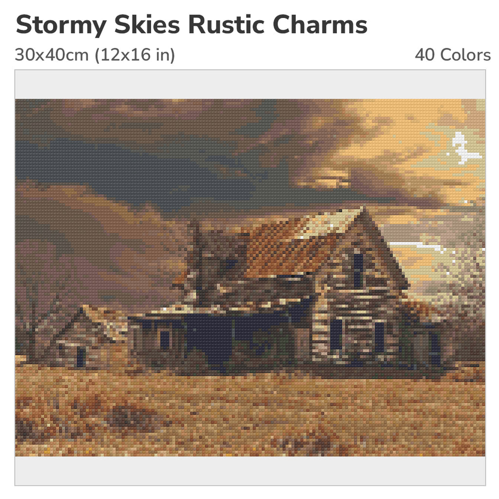 Stormy Skies and Rustic Charms Diamond Painting Kit-40x30cm (16x12 in)-Heartful Diamonds