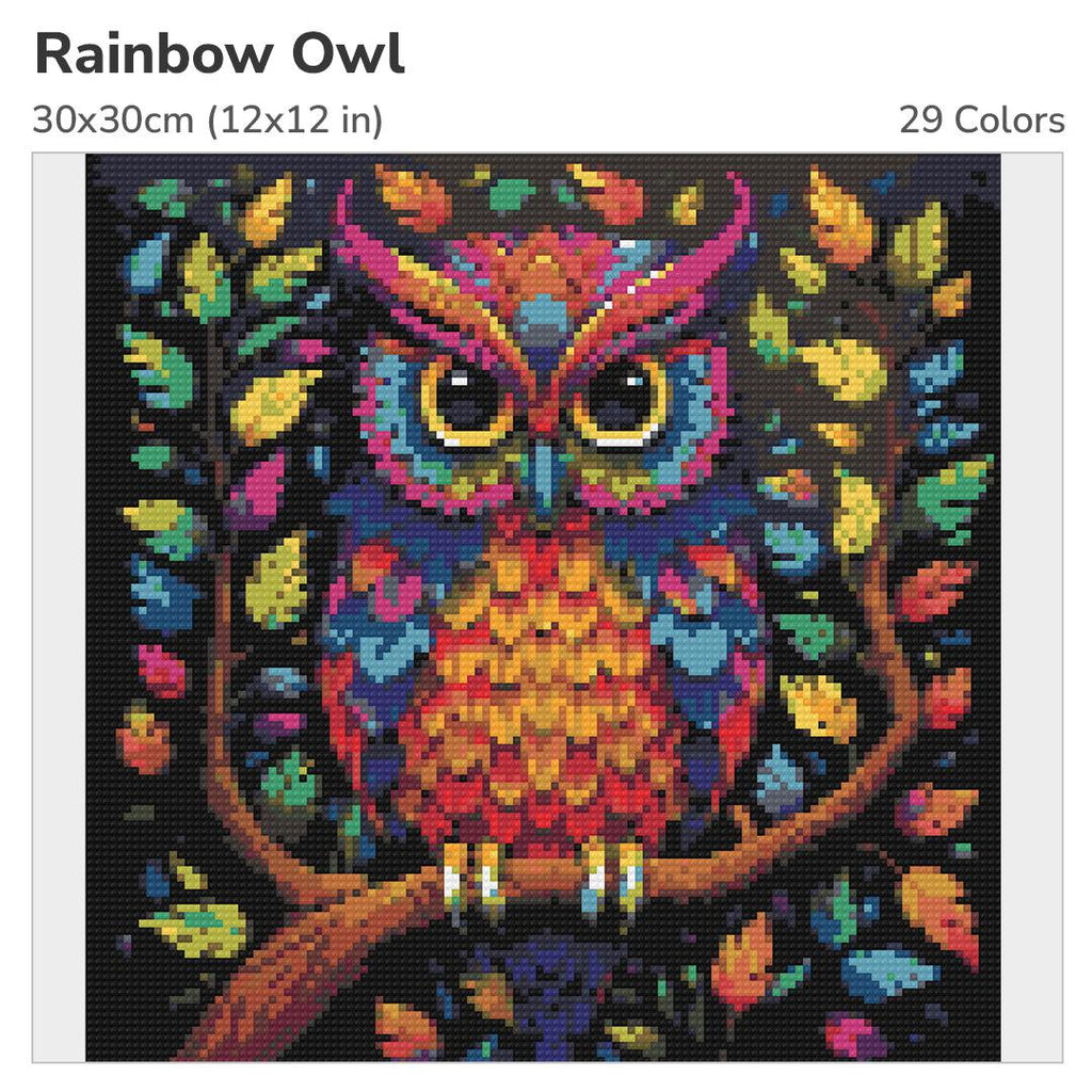 Rainbow Owl 30x30cm Diamond Painting Kit-Heartful Diamonds