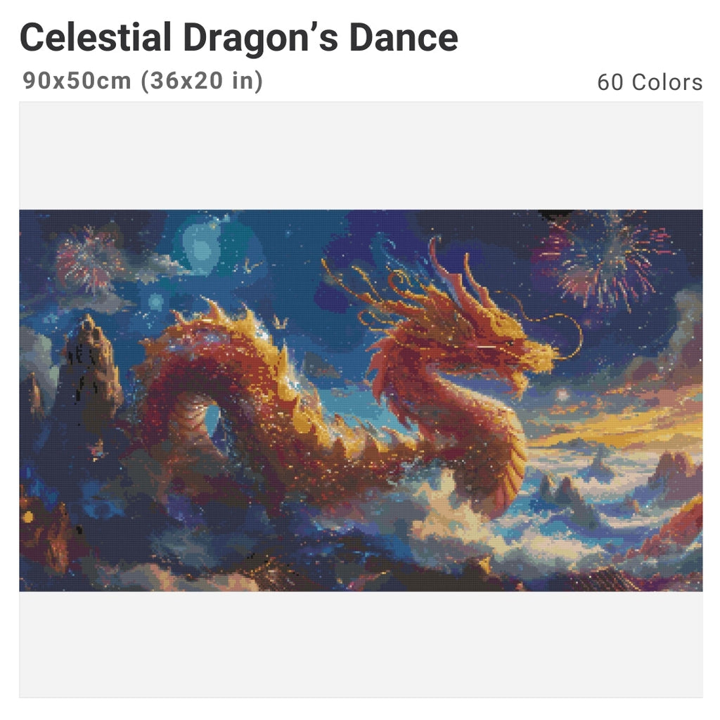 Celestial Dragon's Dance Diamond Painting Kit-90x50cm (36x20 in)-Heartful Diamonds