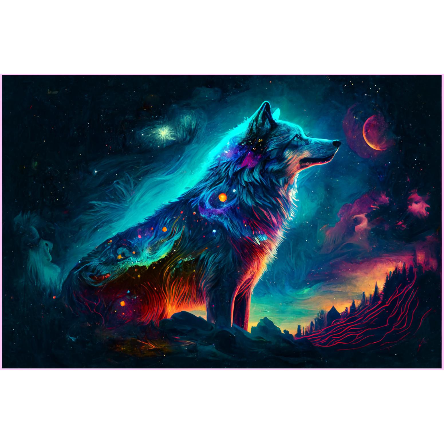 5D Diamond Painting White Wolf Abstract Color Kit