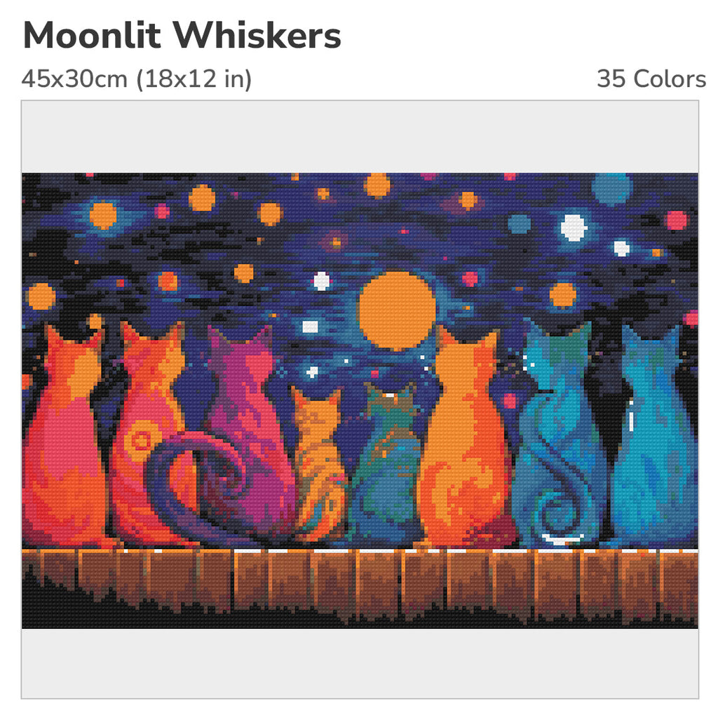 Moonlit Whiskers Diamond Painting Kit-45x30cm (18x12 in)-Heartful Diamonds