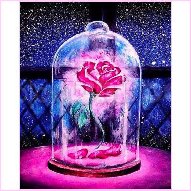 Beauty and The Beast Glass Rose - Premium Diamond Painting Kit