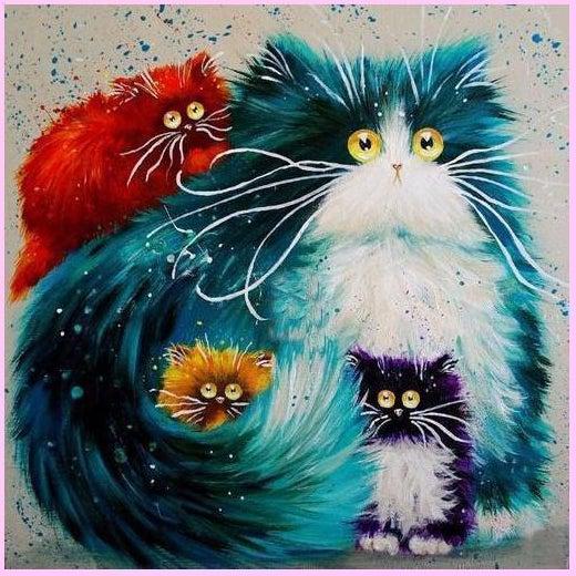 Floofy Surreal Cats Collection Premium DIY Diamond Painting Kit