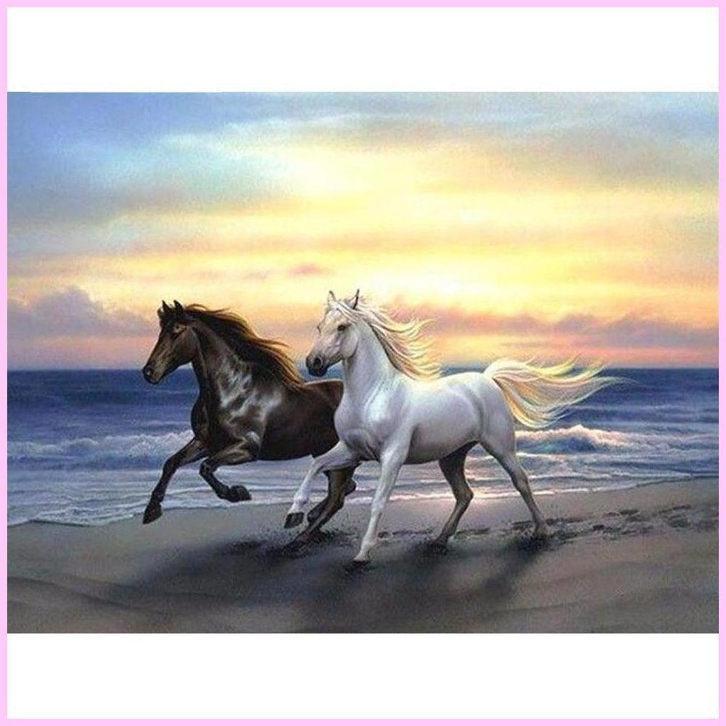 Galloping on Sunset Beach Premium DIY Diamond Painting Kit - Horses –  Heartful Diamonds
