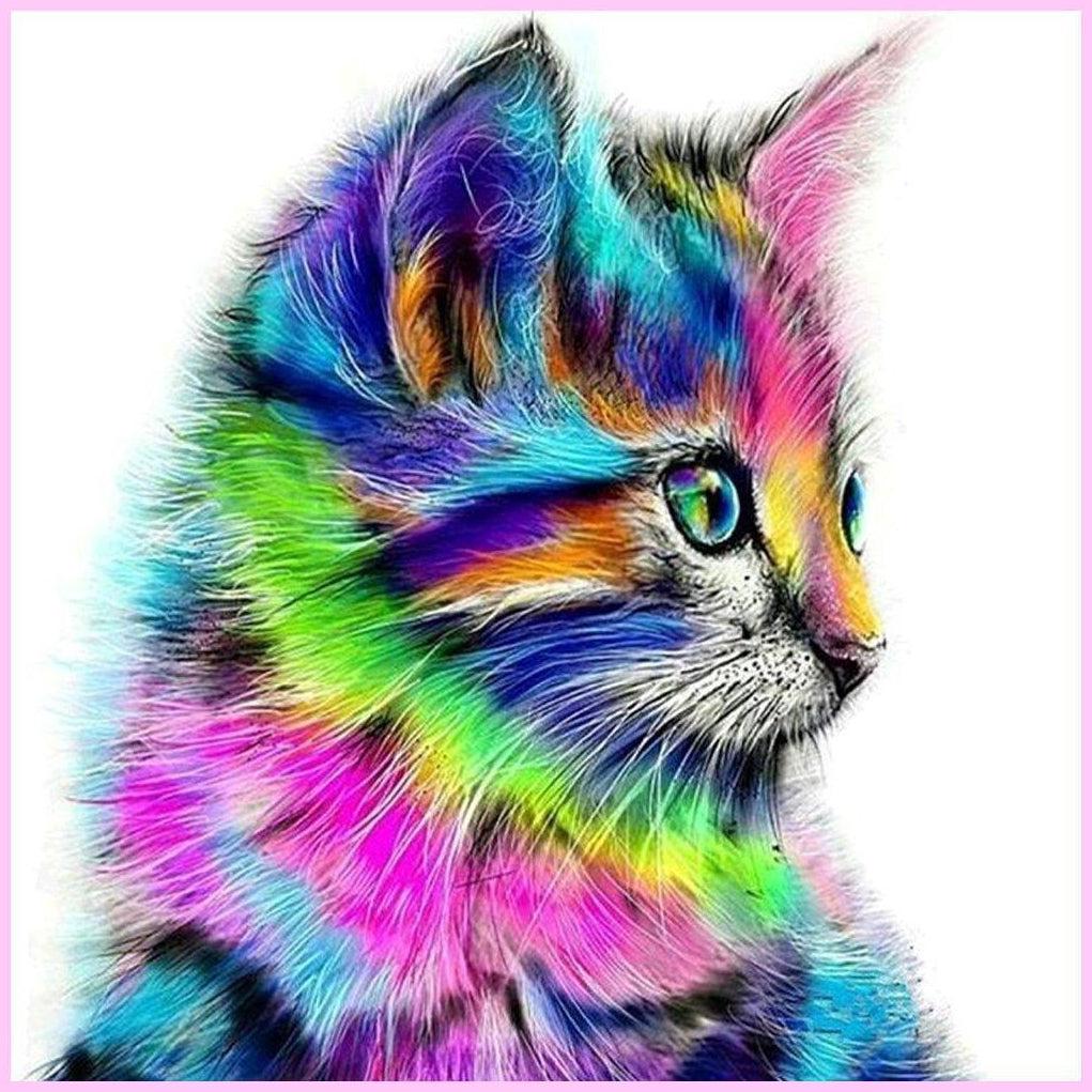 Retro Rainbow Kitten Premium DIY Diamond Painting Kit - Cat Collection –  Heartful Diamonds