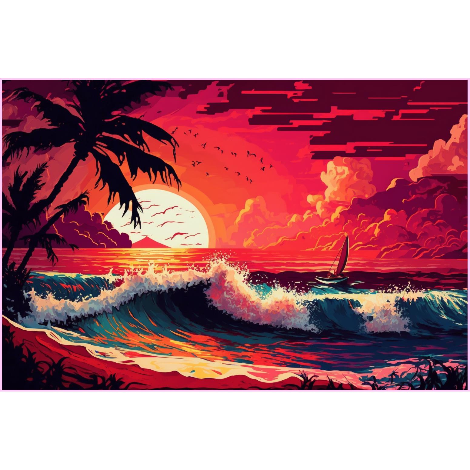 Sunset Paradise Diamond Painting Kit Heartful Diamonds