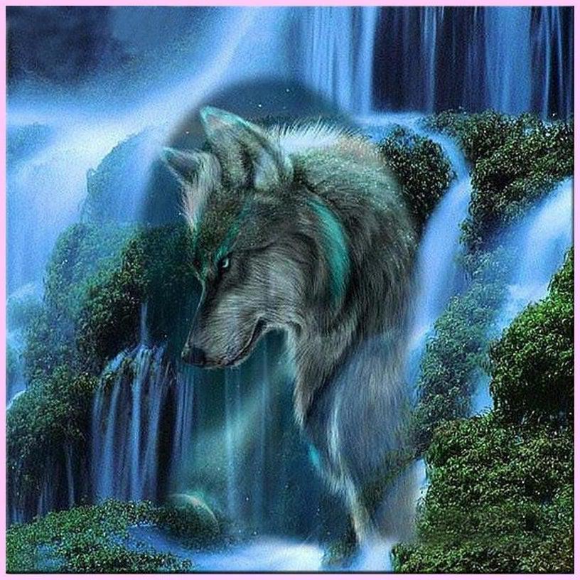 Wolf and Nature are One-Diamond Painting Kit-Heartful Diamonds
