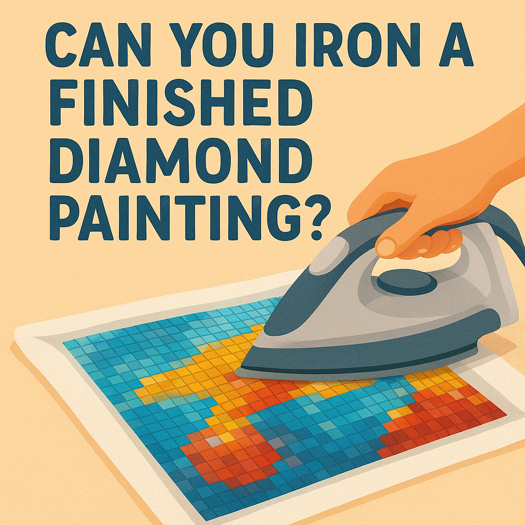 Ironing a finished diamond painting to remove wrinkles.