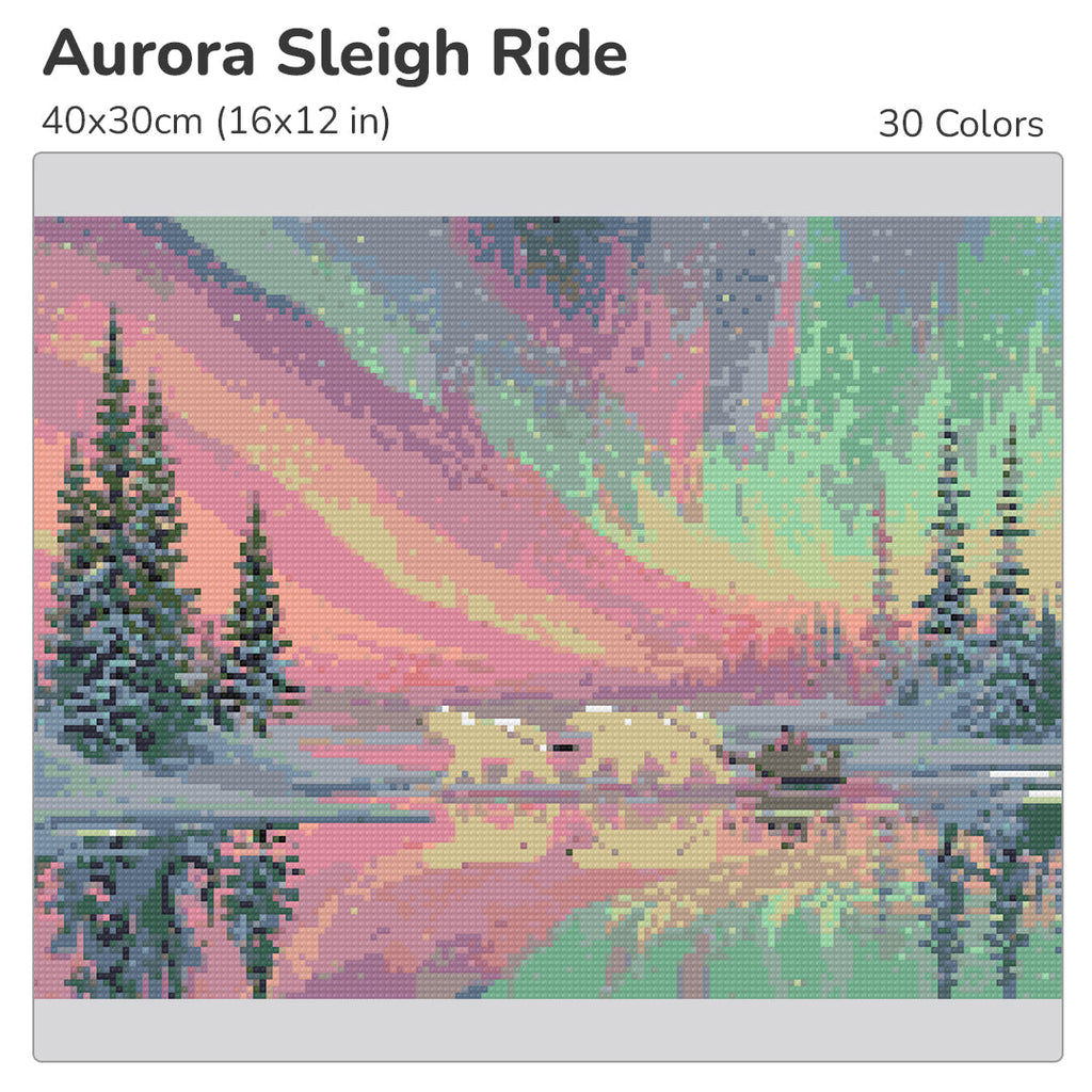Aurora Sleigh Ride Diamond Painting Kit-40x30cm (16x12 in)-Heartful Diamonds