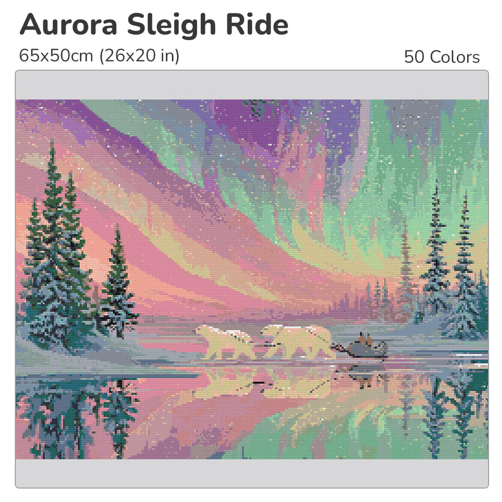 Aurora Sleigh Ride Diamond Painting Kit-55x40cm (22x16 in)-Heartful Diamonds