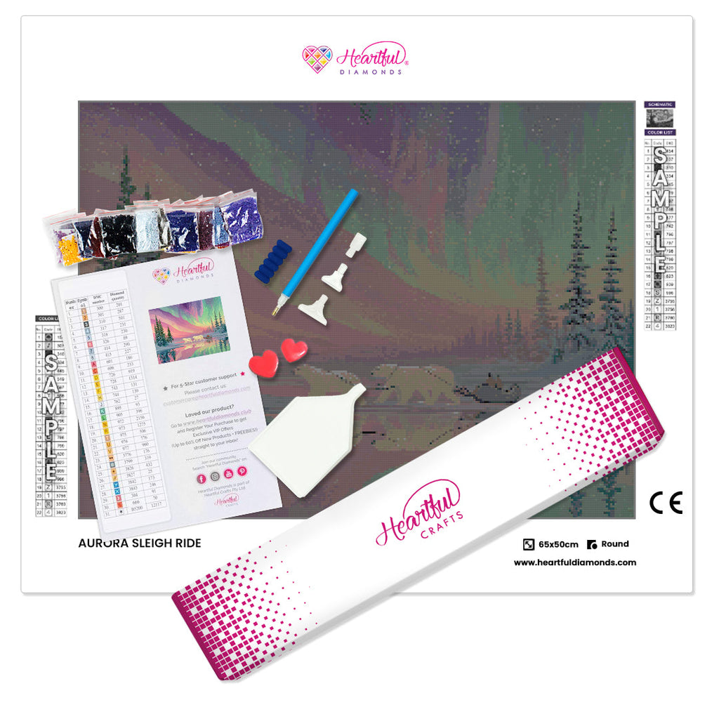 Aurora Sleigh Ride Diamond Painting Kit-65x50cm (26x20 in)-Heartful Diamonds