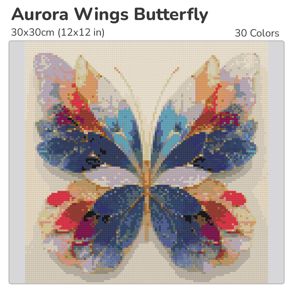 Aurora Wings Butterfly Diamond Painting Kit-30x30cm (12x12 in)-Heartful Diamonds