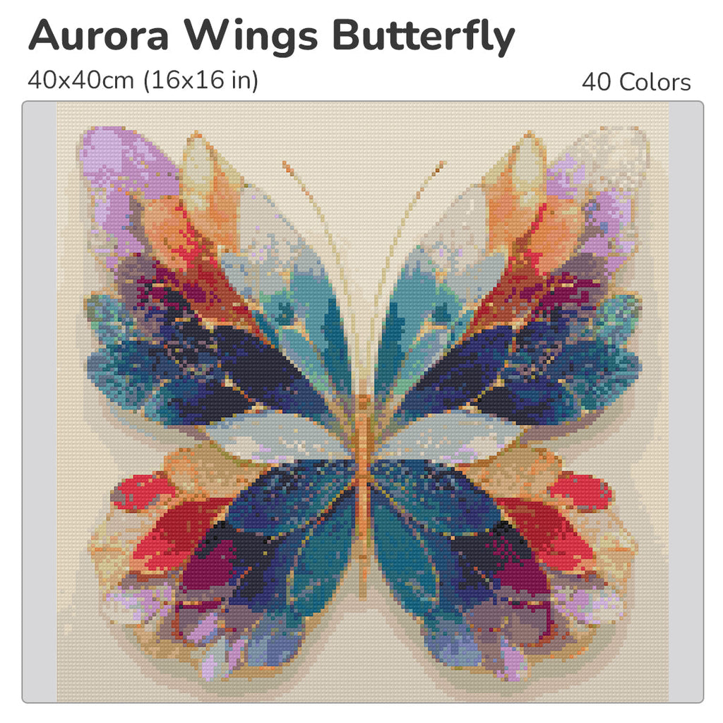 Aurora Wings Butterfly Diamond Painting Kit-40x40cm (16x16 in)-Heartful Diamonds