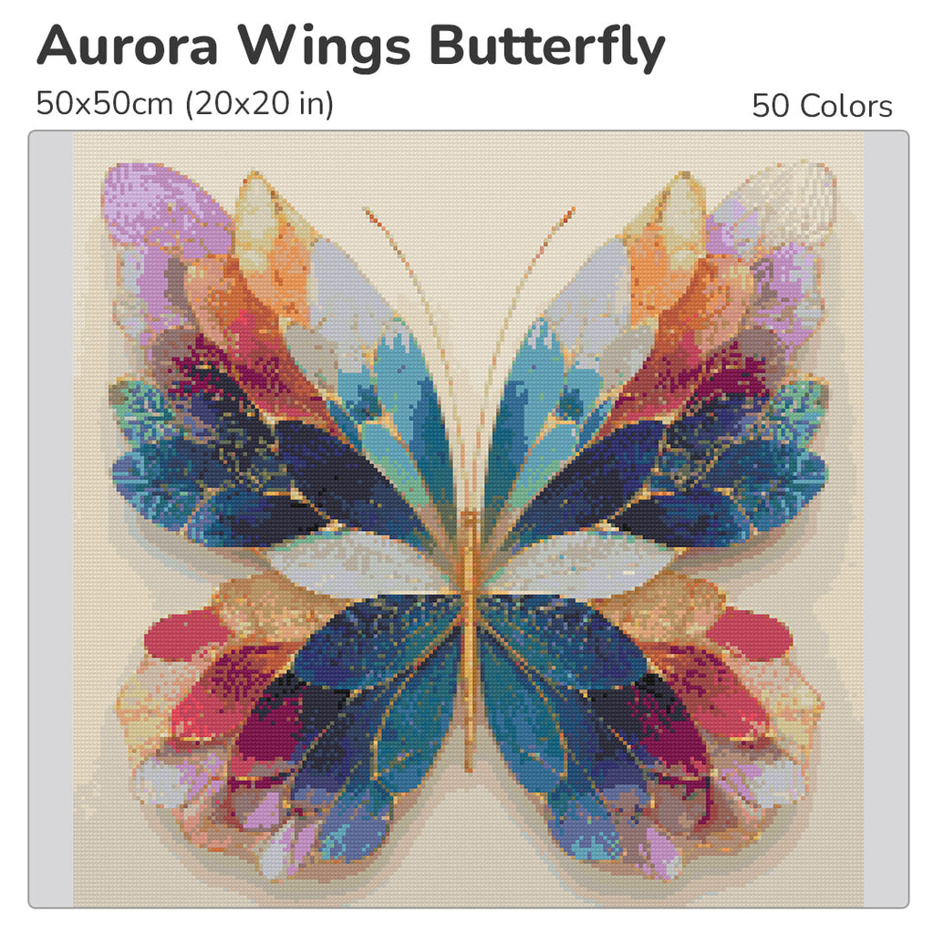 Aurora Wings Butterfly Diamond Painting Kit-40x40cm (16x16 in)-Heartful Diamonds