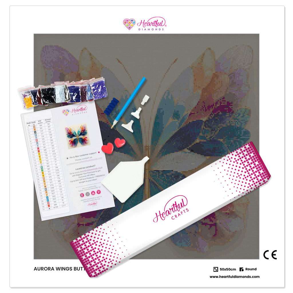 Aurora Wings Butterfly Diamond Painting Kit-50x50cm (20x20 in)-Heartful Diamonds