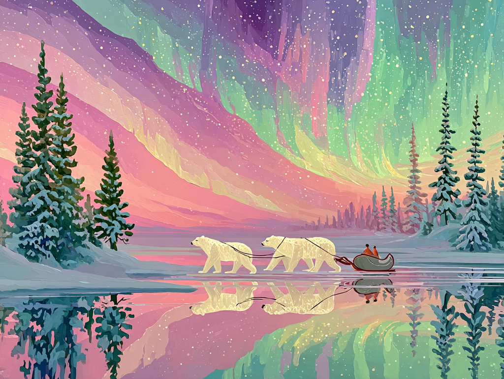 Aurora Sleigh Ride Diamond Painting Kit-40x30cm (16x12 in)-Heartful Diamonds