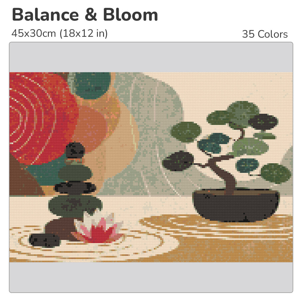 Balance and Bloom Diamond Painting Kit-45x30cm (18x12 in)-Heartful Diamonds