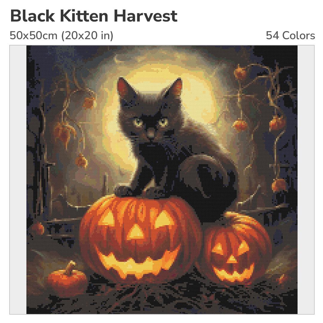 Black Kitten Harvest 50x50cm Diamond Painting Kit-Heartful Diamonds