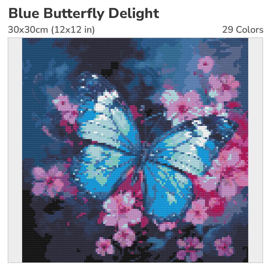 Blue Butterfly Delight 30x30cm Diamond Painting Kit-Heartful Diamonds