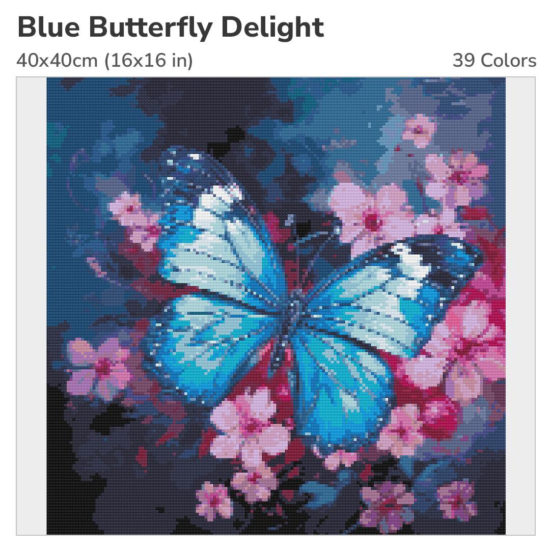 Blue Butterfly Delight 40x40cm Diamond Painting Kit-Heartful Diamonds