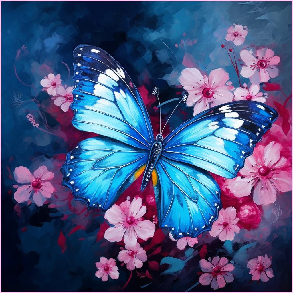 Blue Butterfly Delight Diamond Painting Kit-Heartful Diamonds