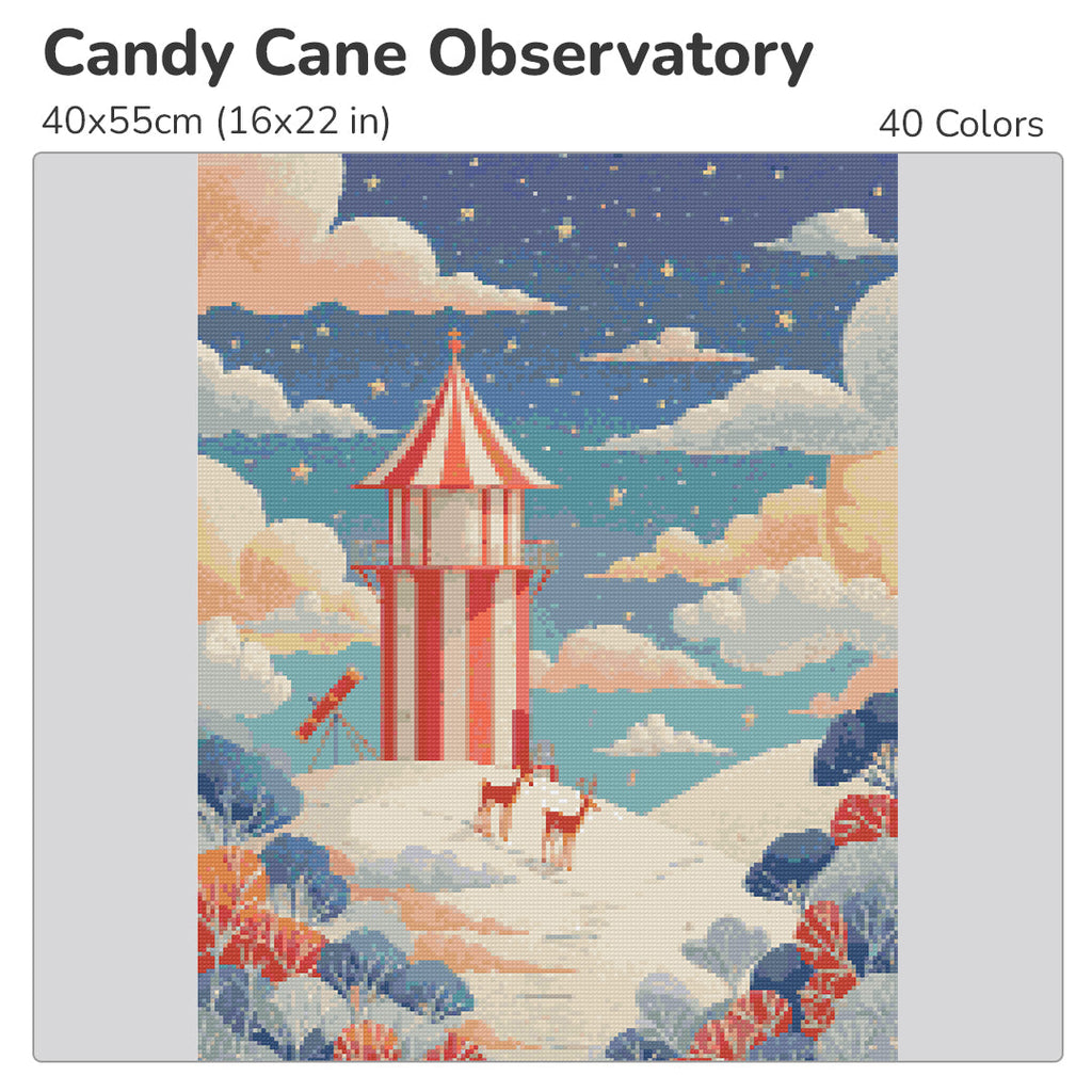 Candy Cane Observatory Diamond Painting Kit-40x55cm (16x22 in)-Heartful Diamonds