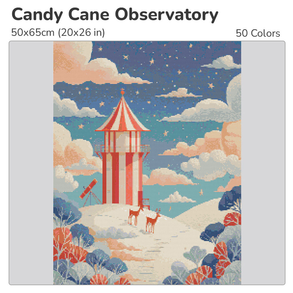 Candy Cane Observatory Diamond Painting Kit-40x55cm (16x22 in)-Heartful Diamonds