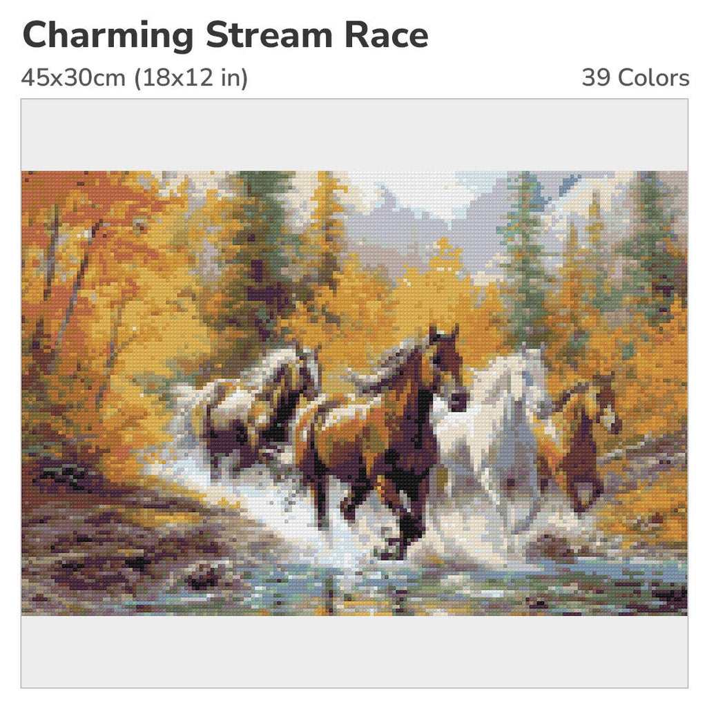 Charming Stream Race 45x30cm Diamond Painting Kit-Heartful Diamonds