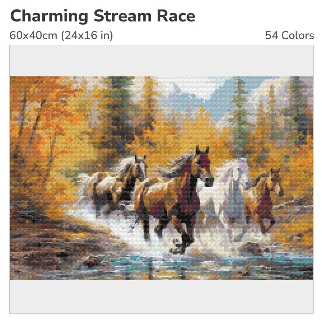 Charming Stream Race 60x40cm Diamond Painting Kit-Heartful Diamonds