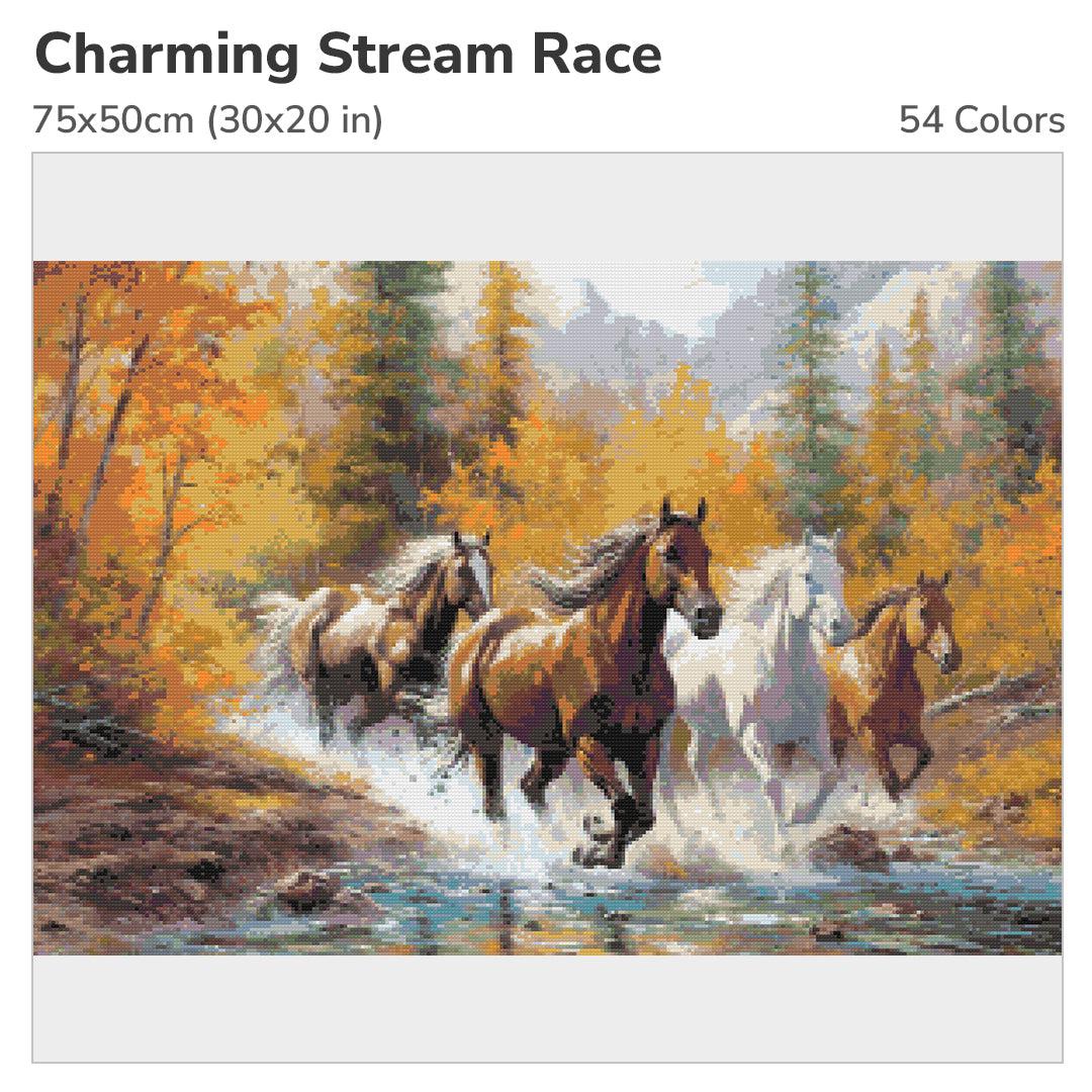 Charming Stream Race 75x50cm Diamond Painting Kit-Heartful Diamonds