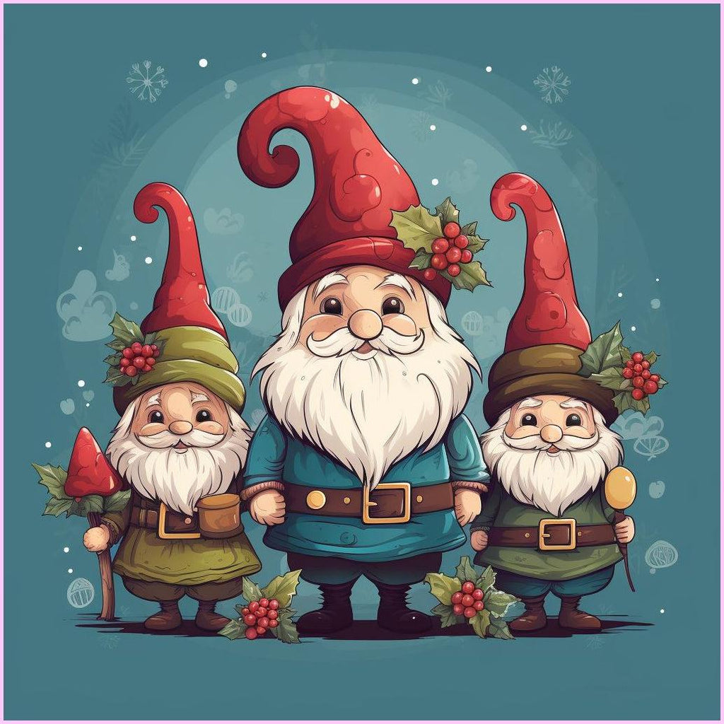 Cheerful Christmas Gnomes Diamond Painting Kit-40x40cm (16x16 in)-Heartful Diamonds