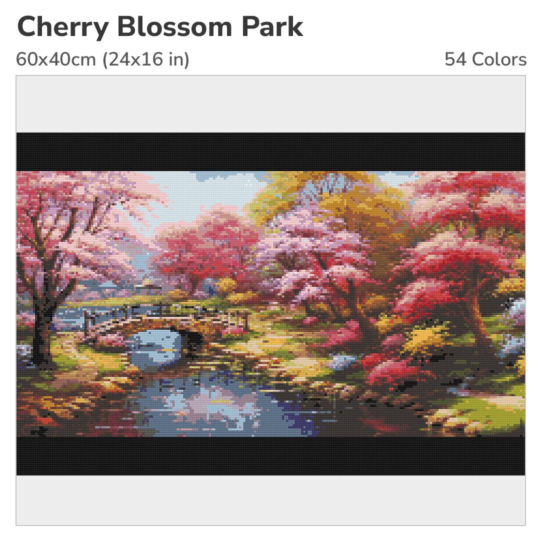 Cherry Blossom Park Diamond Painting Kit-25x40cm (10x16 in)-Heartful Diamonds