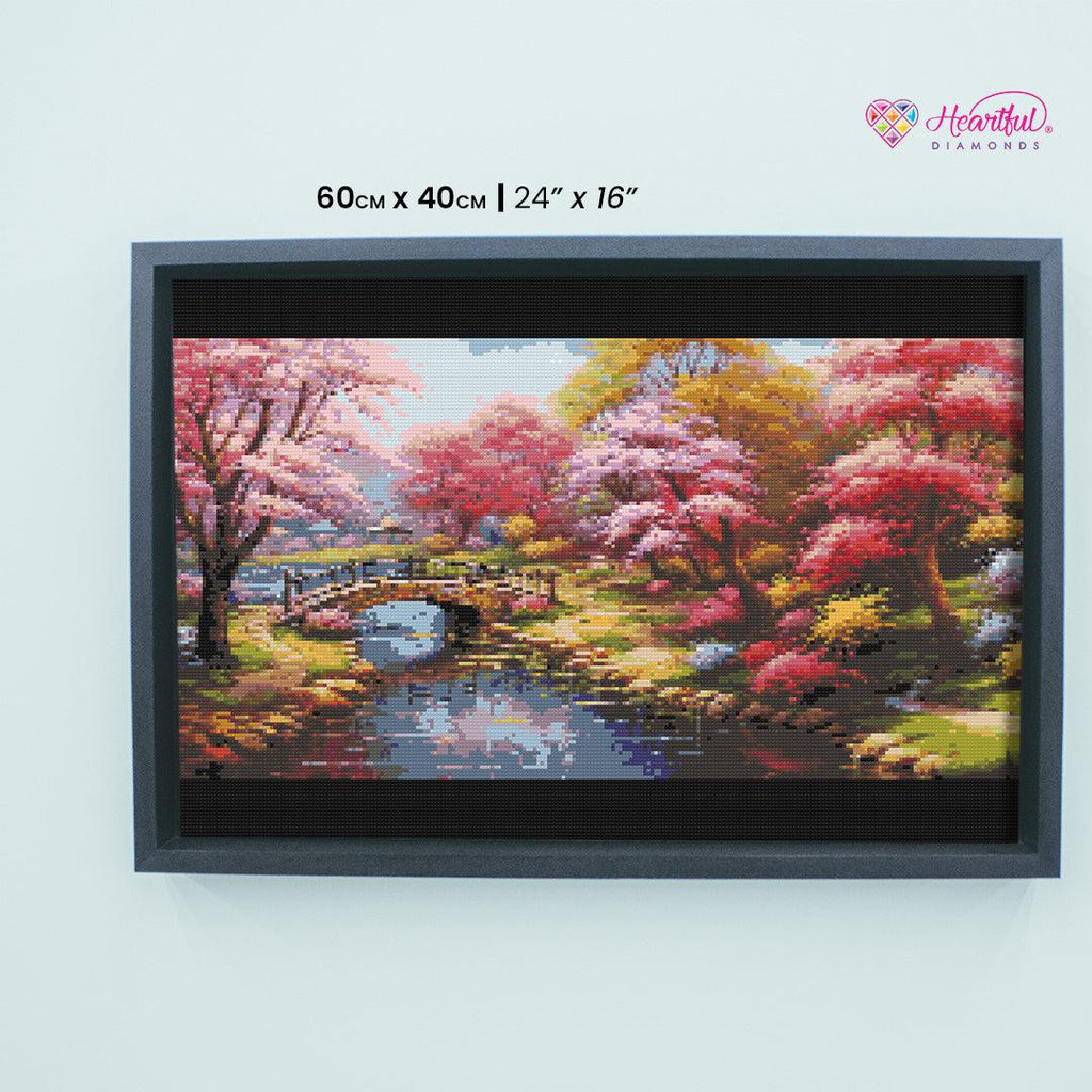 Cherry Blossom Park Diamond Painting Kit-25x40cm (10x16 in)-Heartful Diamonds