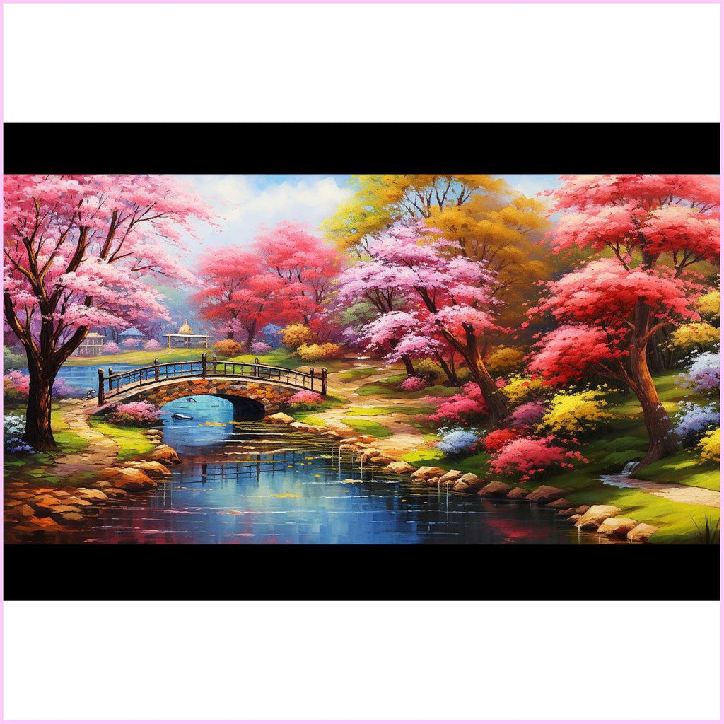 Cherry Blossom Park Diamond Painting Kit-25x40cm (10x16 in)-Heartful Diamonds