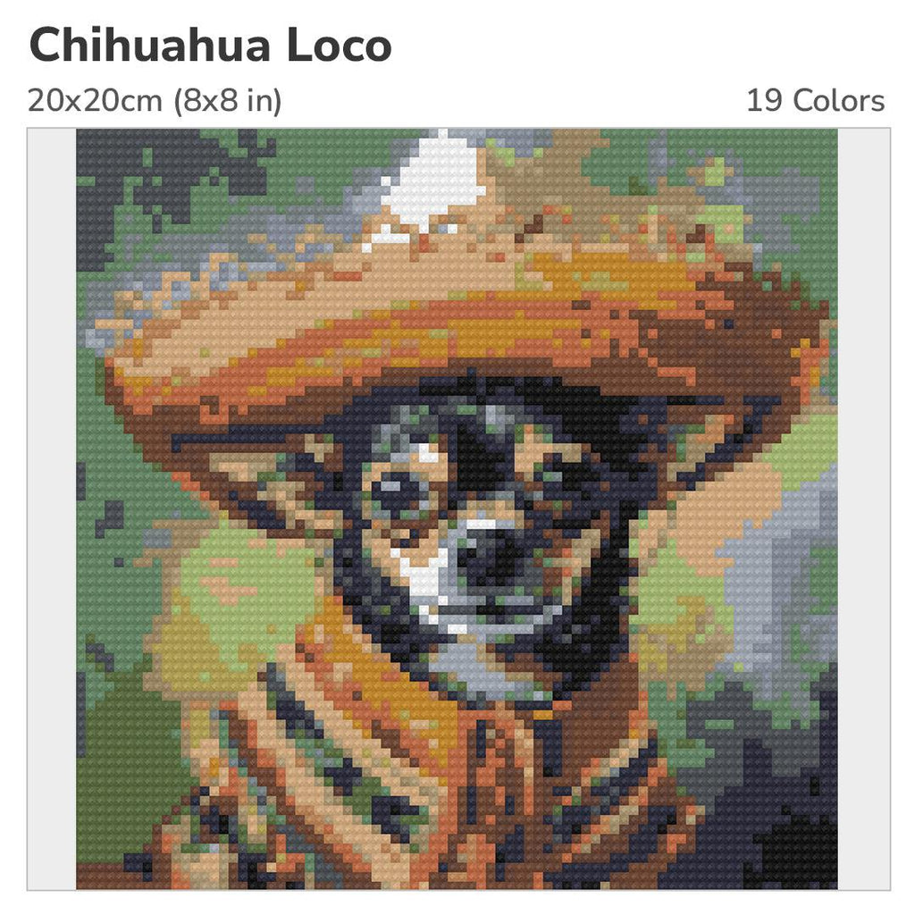 Chihuahua Loco 20x20cm Diamond Painting Kit-Heartful Diamonds