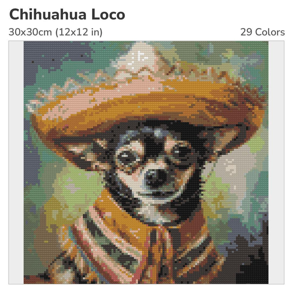 Chihuahua Loco 30x30cm Diamond Painting Kit-Heartful Diamonds