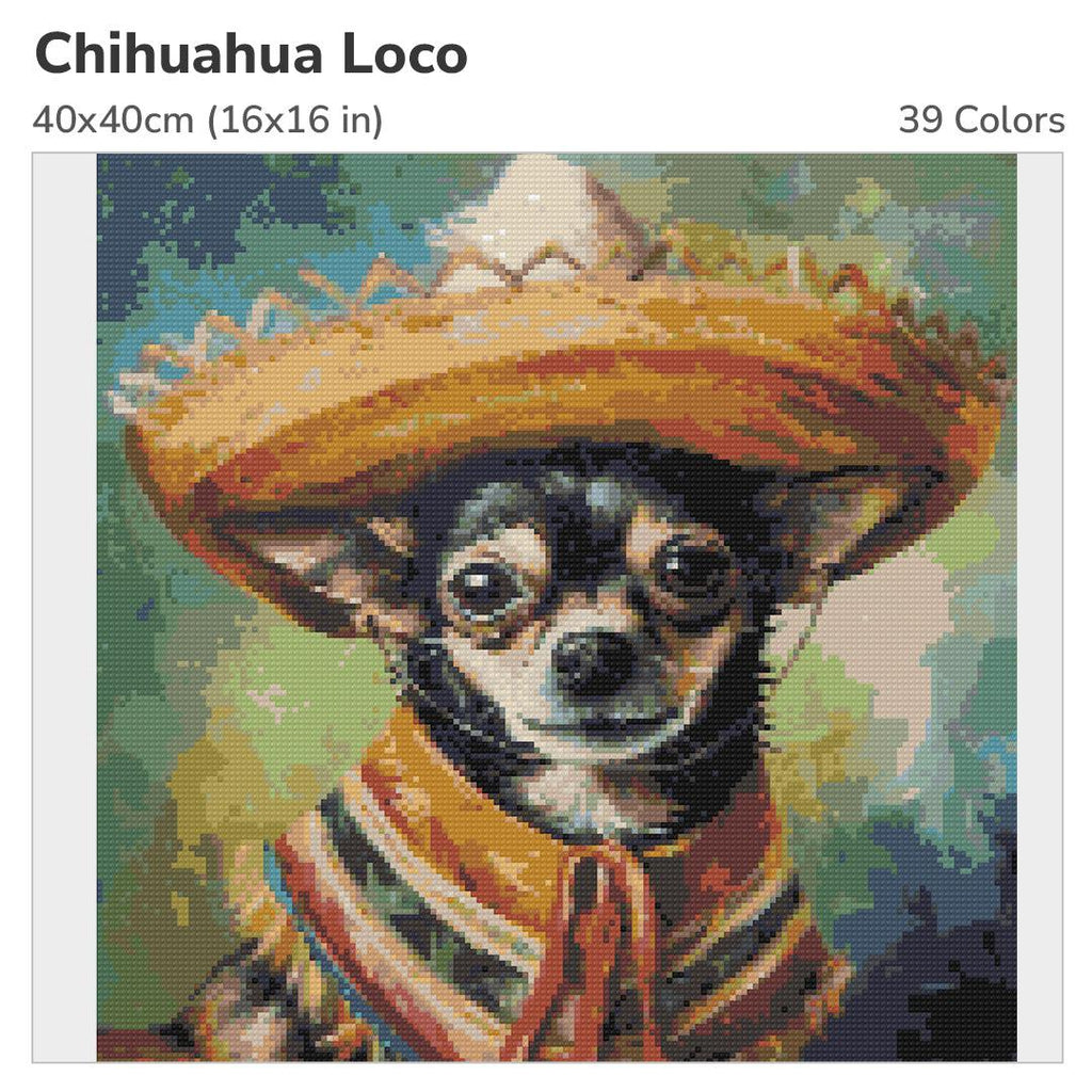 Chihuahua Loco 40x40cm Diamond Painting Kit-Heartful Diamonds