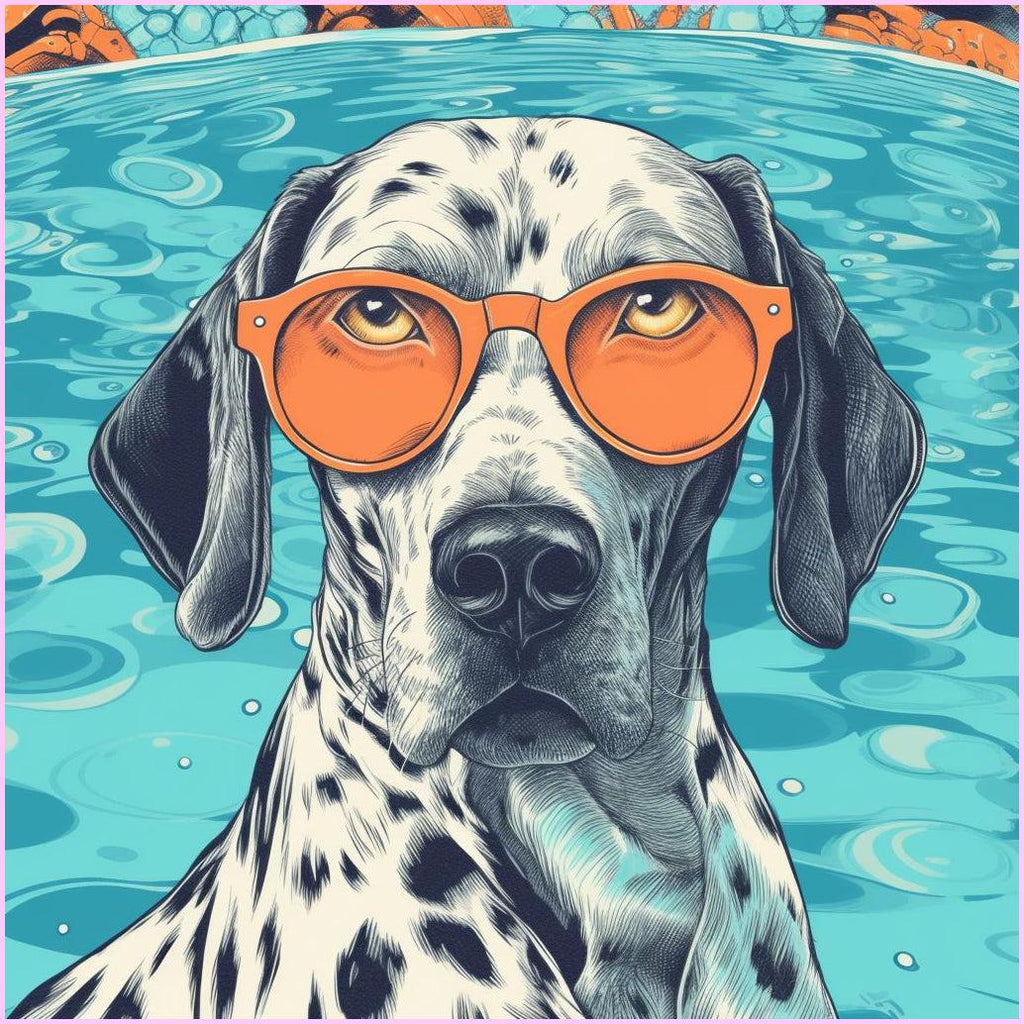 Chill Dog by the Pool-Diamond Painiting Kit-Heartful Diamonds