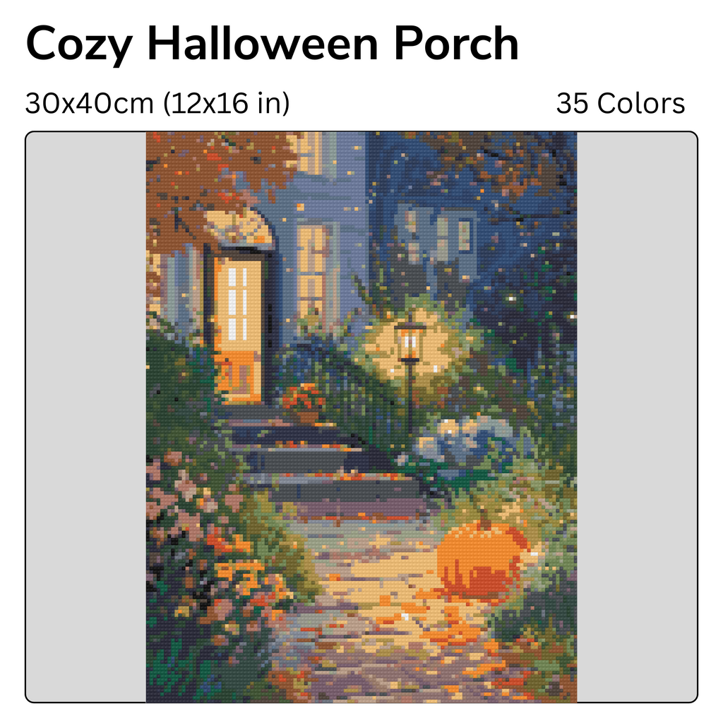 Cozy Halloween Porch Diamond Painting Kit-30x40cm (12x16 in)-Heartful Diamonds
