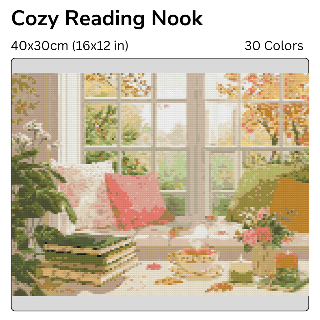 Cozy Reading Nook Diamond Painting Kit-40x30cm (16x12 in)-Heartful Diamonds