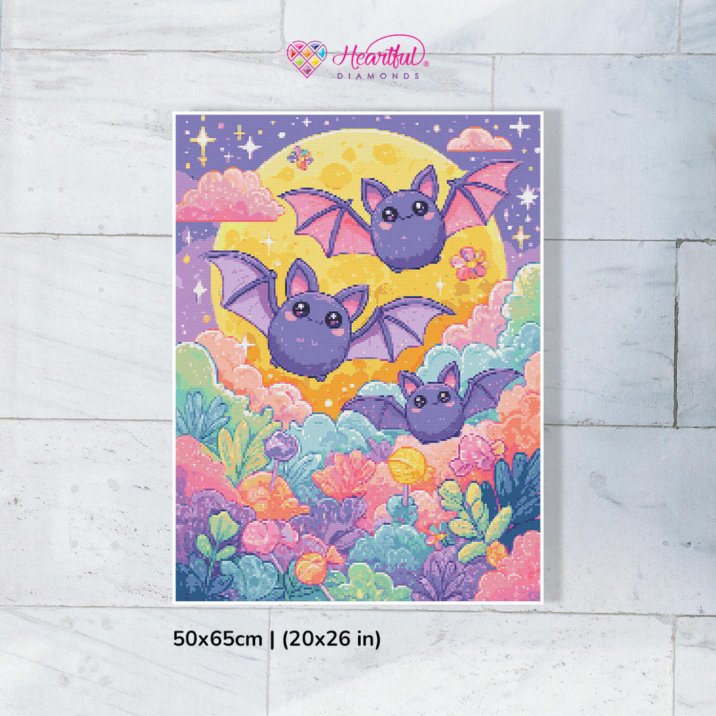 Cute Pastel Bats Diamond Painting Kit-50x65cm (20x26 in)-Heartful Diamonds