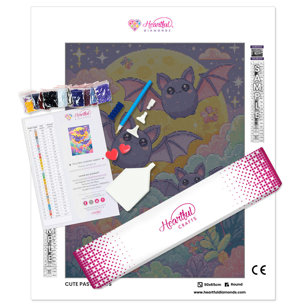 Cute Pastel Bats Diamond Painting Kit-50x65cm (20x26 in)-Heartful Diamonds