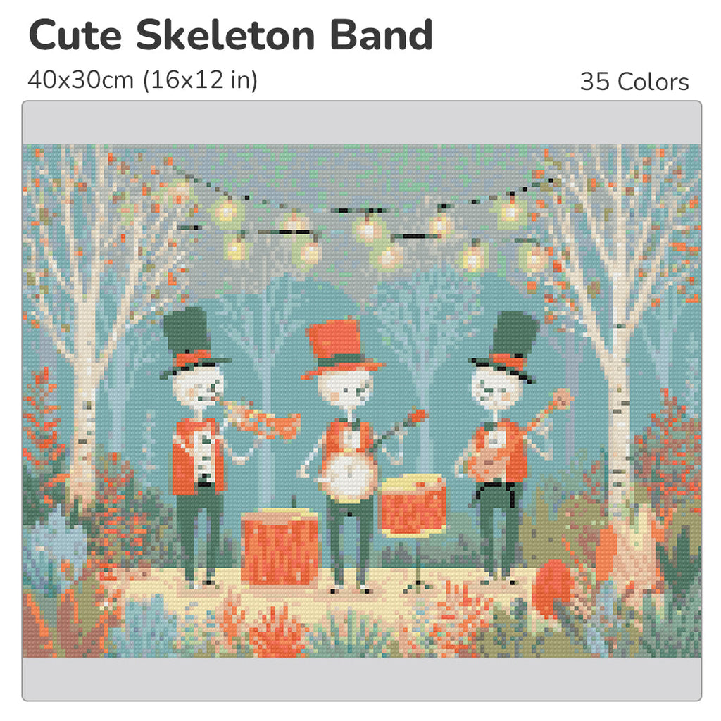 Cute Skeleton Band Diamond Painting Kit-40x30cm (16x12 in)-Heartful Diamonds
