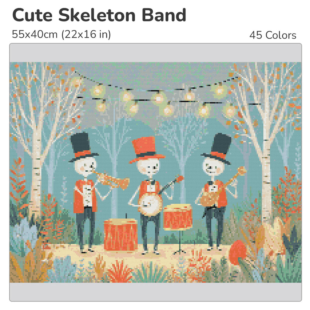 Cute Skeleton Band Diamond Painting Kit-55x40cm (22x16 in)-Heartful Diamonds