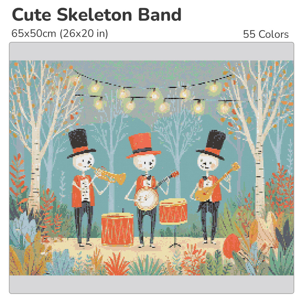 Cute Skeleton Band Diamond Painting Kit-55x40cm (22x16 in)-Heartful Diamonds