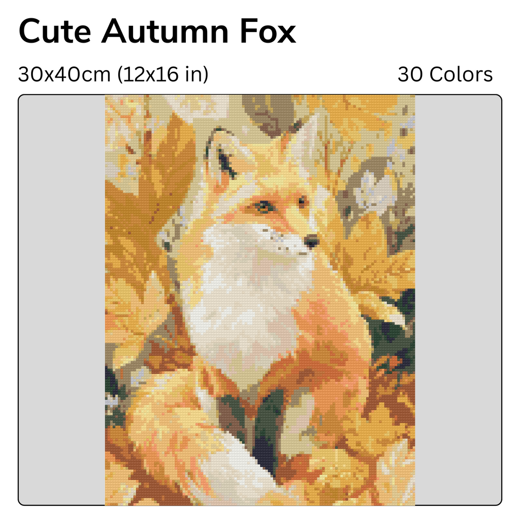Cute Autumn Fox Diamond Painting Kit-30x40cm (12x16 in)-Heartful Diamonds