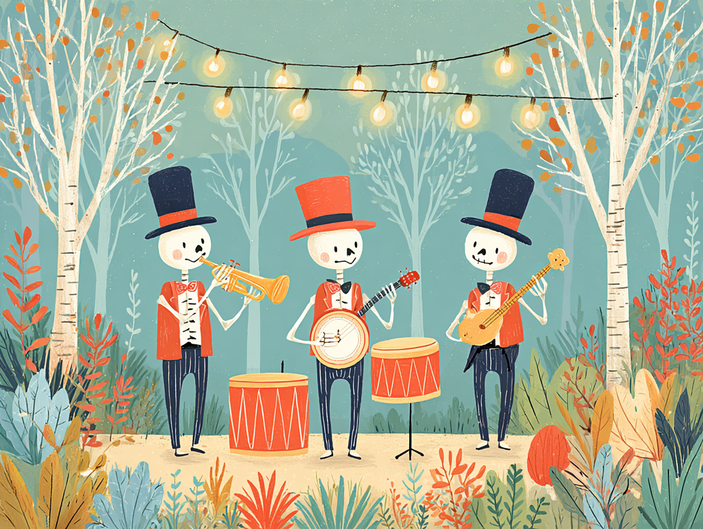Cute Skeleton Band Diamond Painting Kit-40x30cm (16x12 in)-Heartful Diamonds