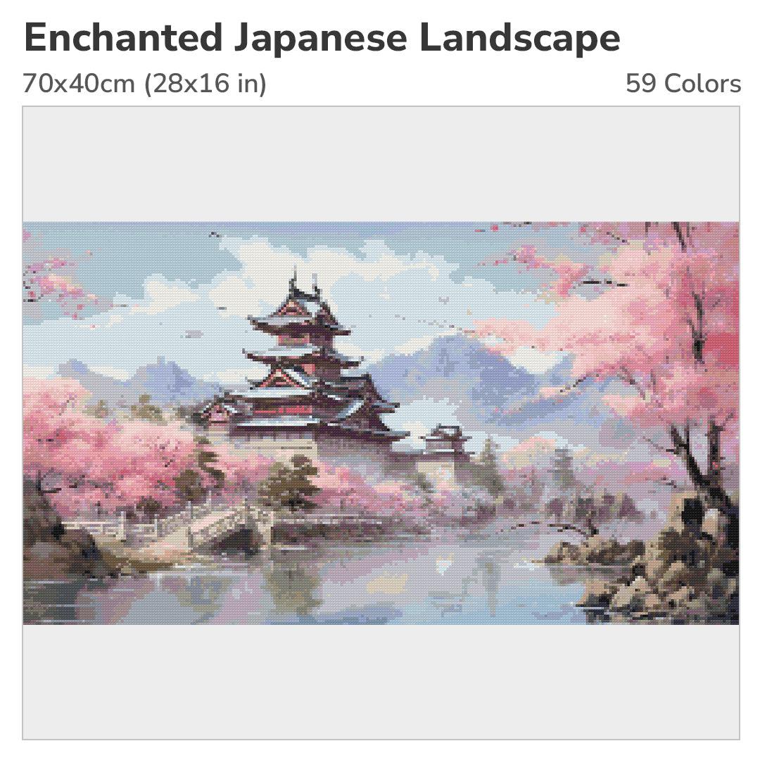 Enchanted Japanese Landscape Diamond Painting Kit-70x40cm (28x16 in)-Heartful Diamonds