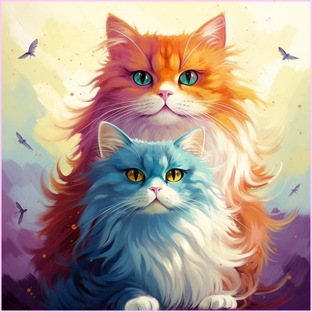 Fantasy Feline Duo Diamond Painting Kit-Heartful Diamonds