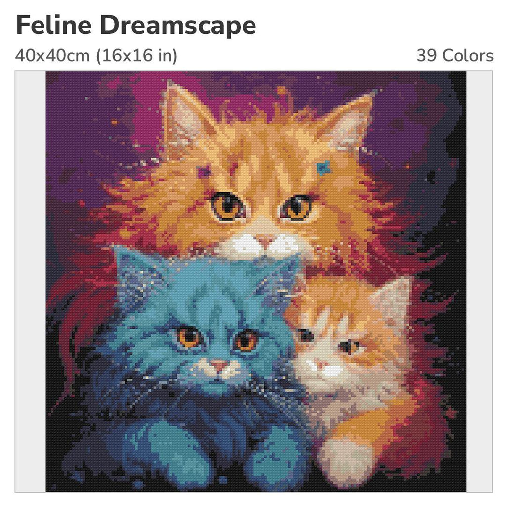 Feline Dreamscape 40x40cm Diamond Painting Kit-Heartful Diamonds